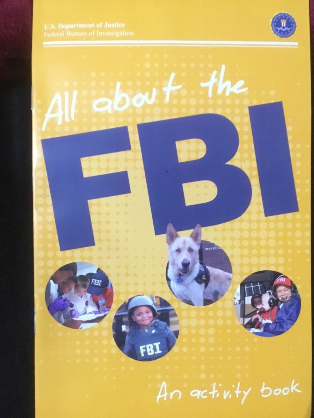 Kids Booklet- All About the FBI ( An Activity Book) 16 pages Nice!